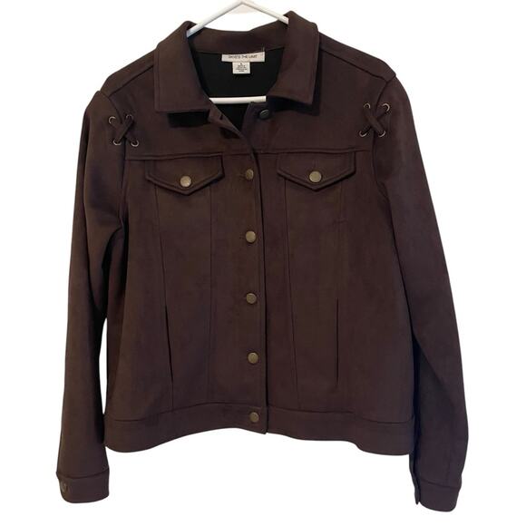 Syke’s the Limit Beiwn Faux Suede Jacket Large‎ - Picture 1 of 6